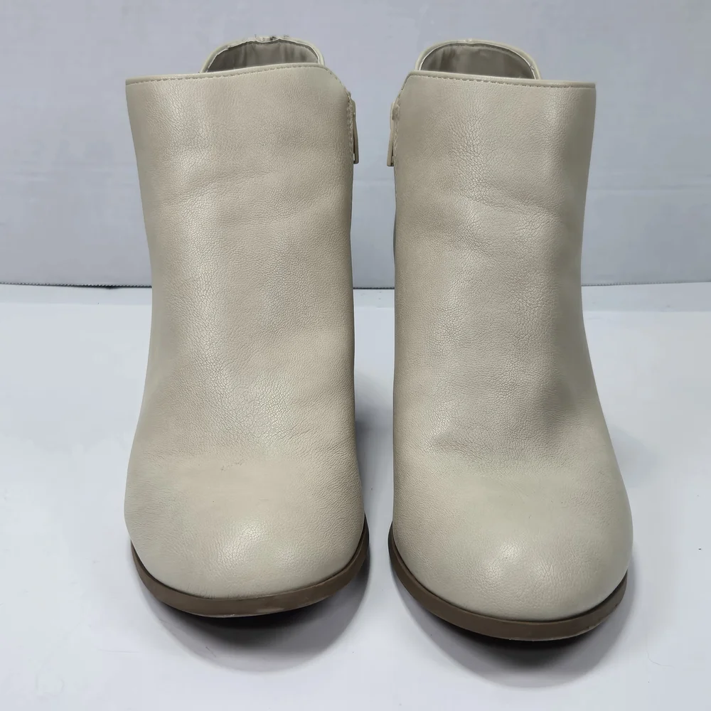 Style & Co. Masrinaa Beige Block-heel Zipper Ankle Boots Booties Women's Size 9M
